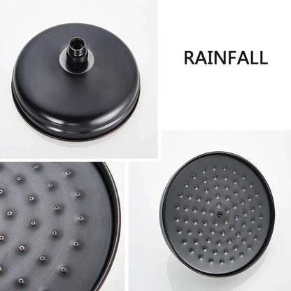 Decorbites™ Schwarze Messing-Regendusche-Mischbatterie-Set mit 8" Brausekopf und Handbrause