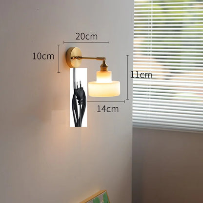 DecorBites™ Green Glass LED Wall Light with Pull Chain Switch - Modern Nordic Design