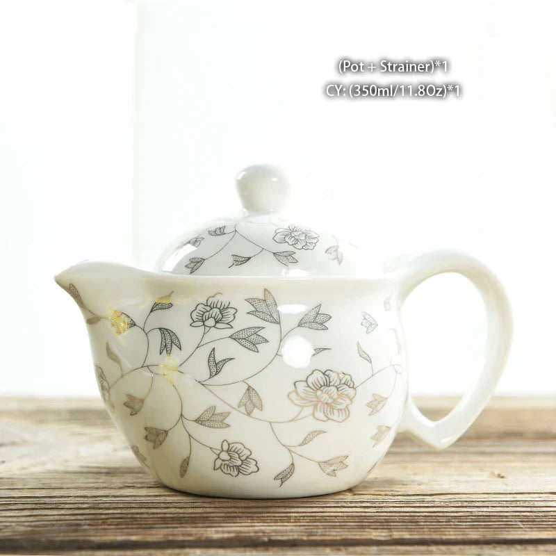 Decorbites™ Drachen-Teekanne-Teeset, Porzellan-Kung-Fu-Teegerät für Pu-Erh-Oolong-Zeremonie
