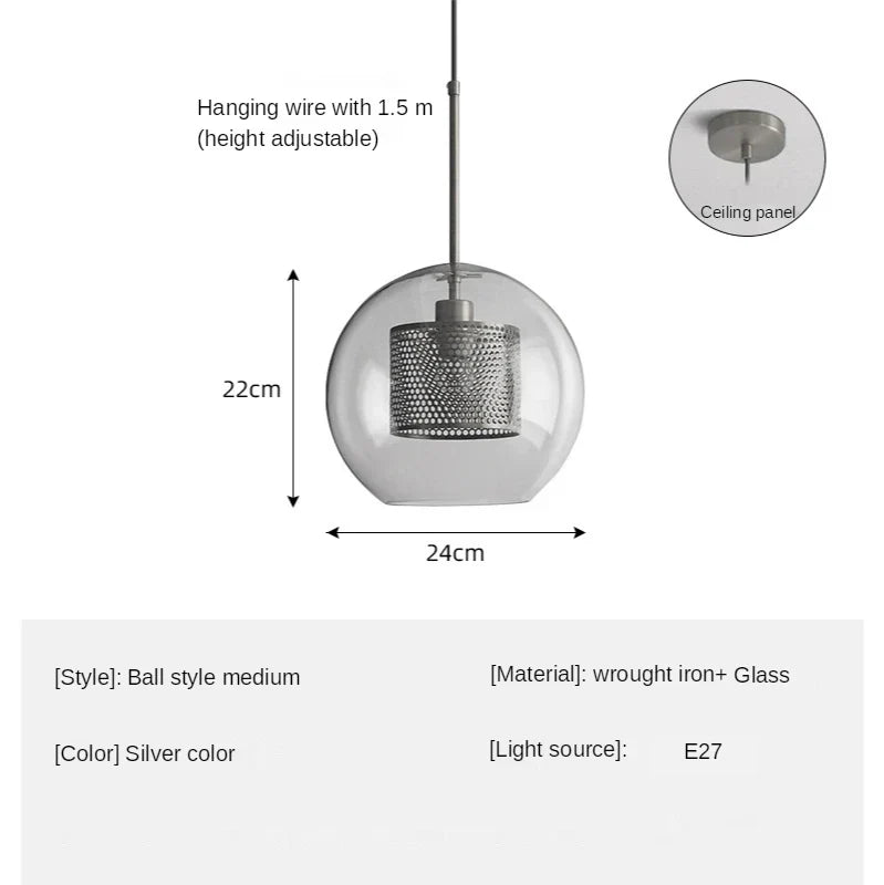 DecorBites™ Glass Ball LED Pendant Lamp for Modern Nordic Bedroom Kitchen Living Room Lighting
