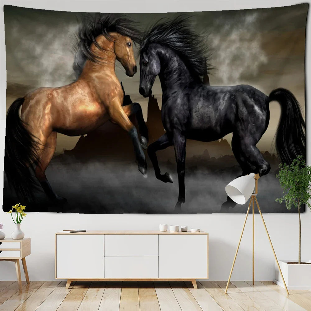 Decorbites™ Wandteppich mit galoppierendem Pferd Psychedelische Boho-Hippie-Kunst-Teppich