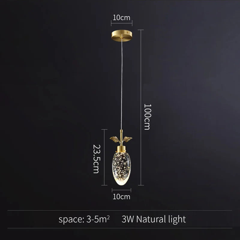 Gold Crystal Art Deco Pendant Light For Kitchen