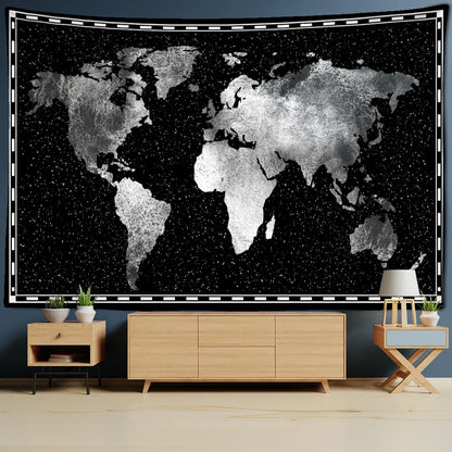DecorBites™ Geometric World Map Tapestry Wall Hanging: 3D Print Decor Yoga Mat Sleeping Pad