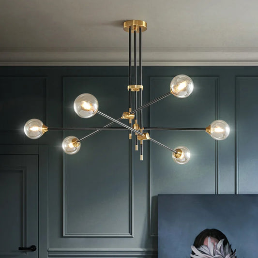 DecorBites™ Geometric Glass Ball Chandelier: Post-modern LED Pendant Lights for Stylish Decor