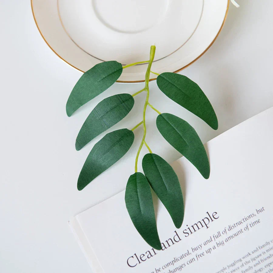 DecorBites™ Green Silk Willow Leaves Flowers for Home Wedding Decoration