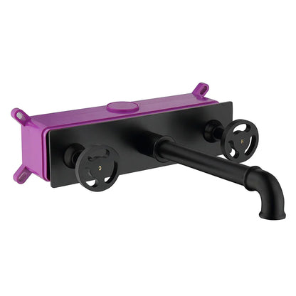 DecorBites™ Industrial Style Wall Mounted Black Basin Faucet with Dual Handles