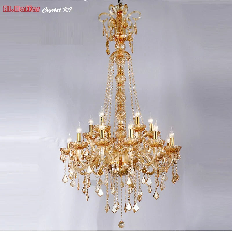 Decorbites™ Große Treppen-Kristall-Leuchter 15 Arme Gold/Silber K9 Kristall Luxus-Lampe