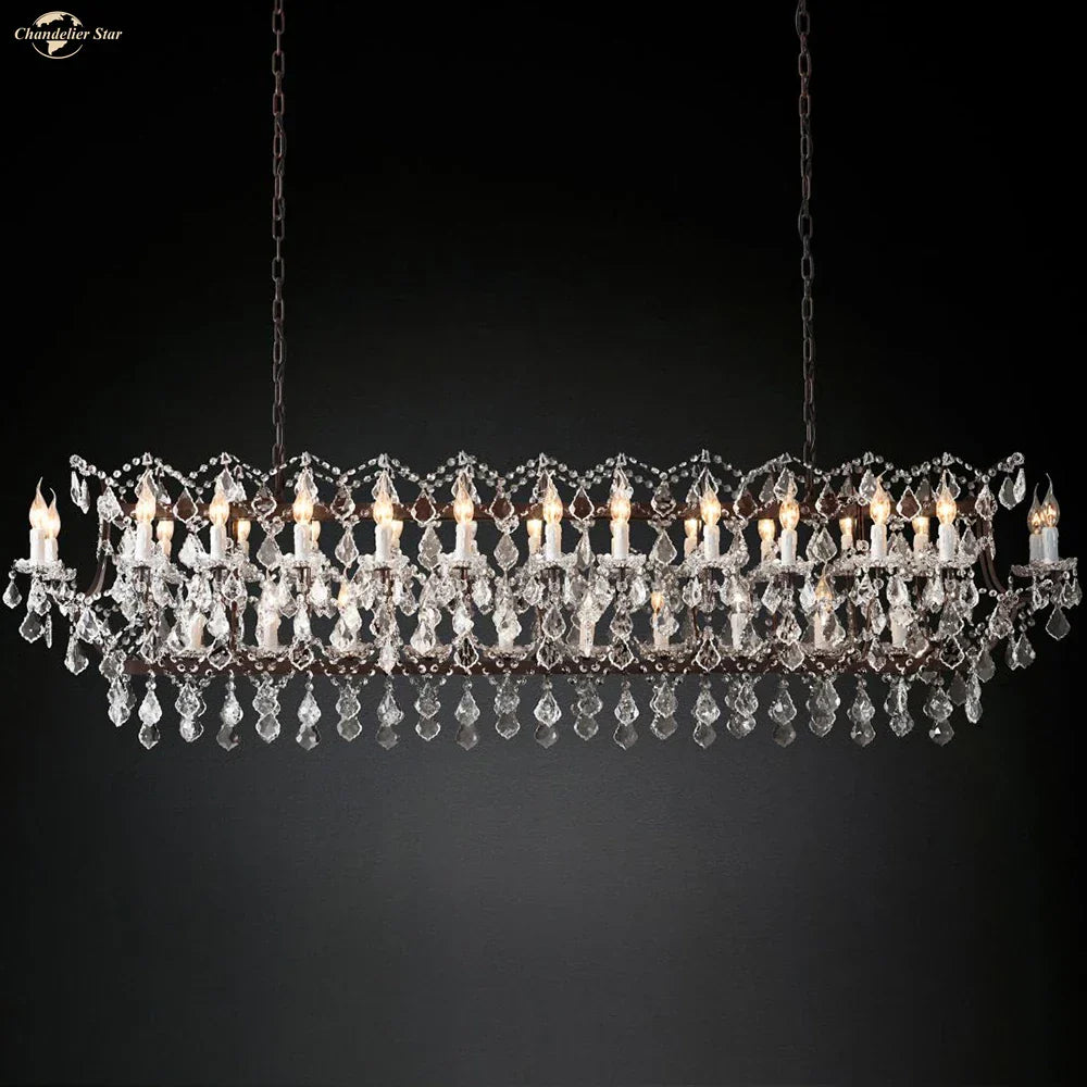 DecorBites™ Iron Crystal LED Chandelier: 19th Century Style Kitchen Pendant Light