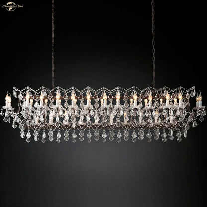 DecorBites™ Iron Crystal LED Chandelier: 19th Century Style Kitchen Pendant Light