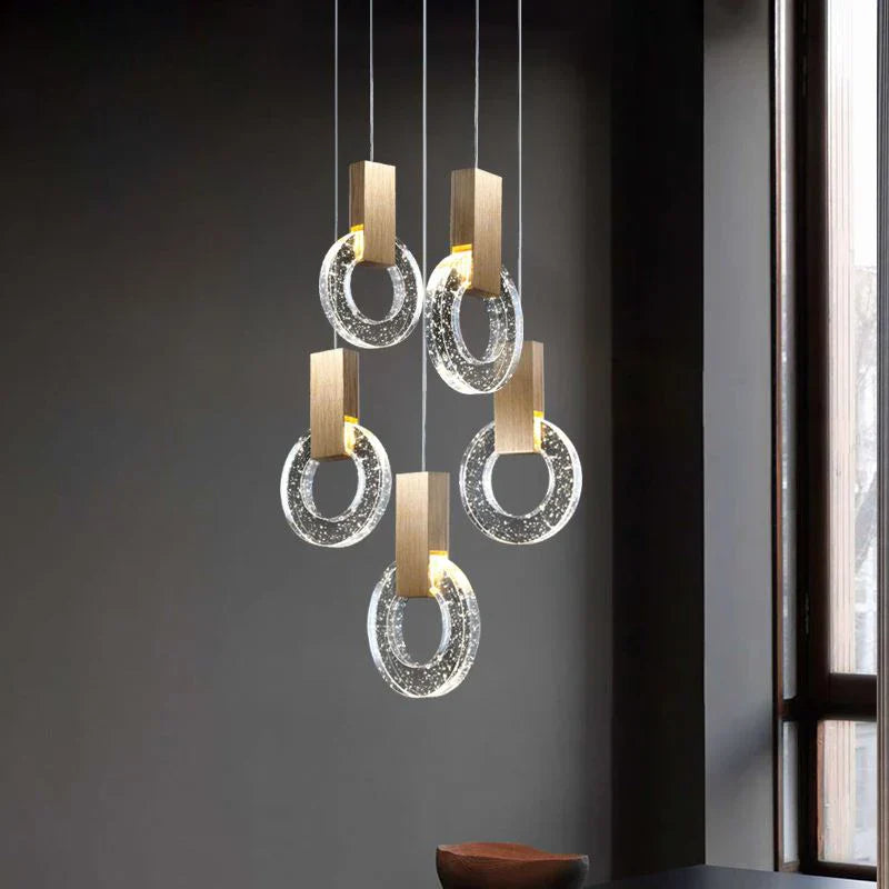 Gold Crystal Pendant Lights 2-Head Warm Glow