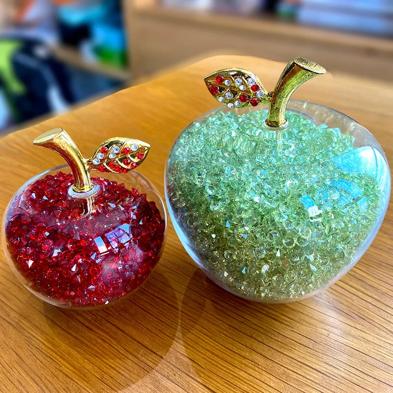 Crystal Apple Paperweight Decor