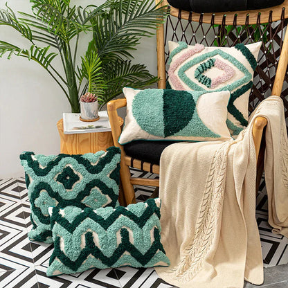 DecorBites™ Geometric Embroidery Tassel Cushion Case 45x45cm Home Decor Pillow Case