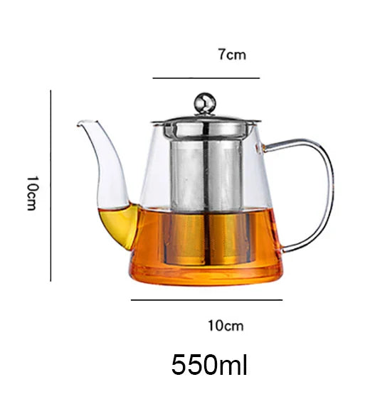 Decorbites™ Glas-Teekanne mit Infuser: Gefilterte Teekanne für Oolong, Puer, Kaffee und Blumentee