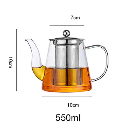 Decorbites™ Glas-Teekanne mit Infuser: Gefilterte Teekanne für Oolong, Puer, Kaffee und Blumentee
