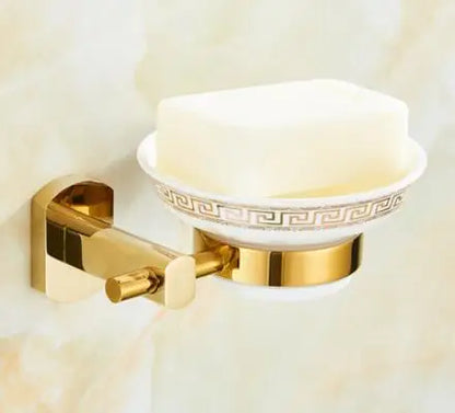 Decorbites™ Gold Messing Badezimmer-Hardware-Set: Handtuchhalter, Papierhalter, Toilettenbürstenhalter, Handtuchleiter, Haken