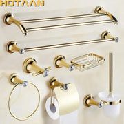 Decorbites™ Gold-Badarmatur-Set: Handtuchhalter, Toilettenpapierhalter, Handtuchstange, Haken