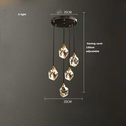 DecorBites™ Crystal Copper Black LED Chandelier for Dinning Room