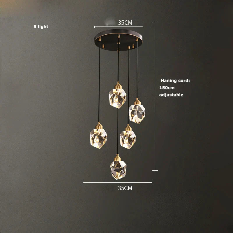 DecorBites™ Crystal Copper Chandelier Lighting for Dinning Room