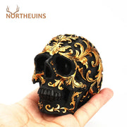Decorbites™ Goldener Skelett-Schädel Harz-Statue Miniaturen für Heim- und Büro-Dekoration