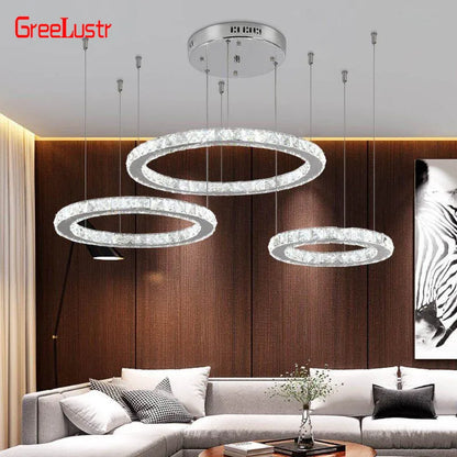 DecorBites™ Crystal LED Chandeliers: Modern Pendant Light for Living Room.