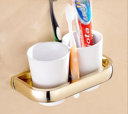 Decorbites™ Gold Messing Badezimmer-Hardware-Set: Papierhalter, Handtuchstange, Seifenkorb, Handtuchhalter