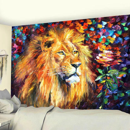 Decorbites™-Löwen-Psychedelische-Kunst-Wandbehang für die Heimdekoration Hippie-Bohemian-Wohnzimmer-Wandkunst