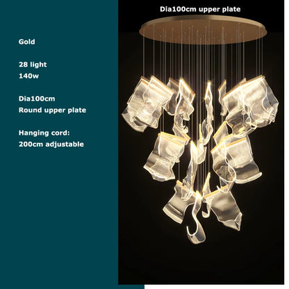 Decorbites™ Goldene Liebes-Papier-Lüster: Postmoderne LED-Designerbeleuchtung für den Eingangsbereich