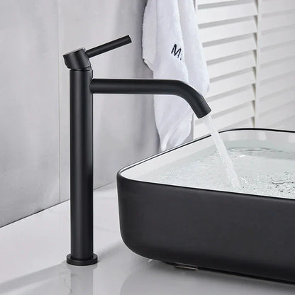 DecorBites™ Black Deck Mounted Basin Mixer Tap | Hot Cold Water Faucet for Bathroom Basin