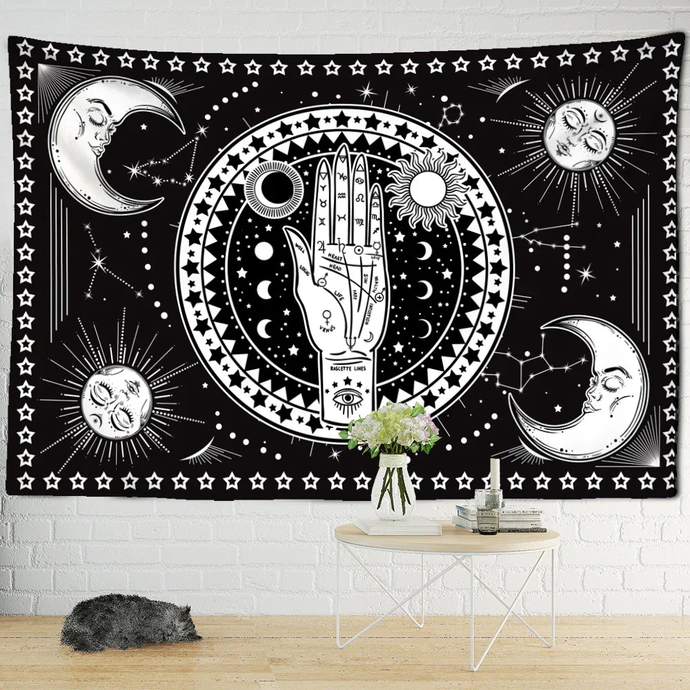 Decorbites™ Schwarze Katze Psychedelisches Wandbehang für die Raumdekoration