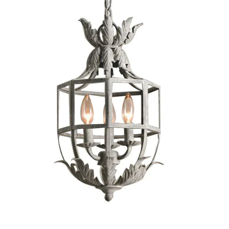 Decorbites™ Grau/Gold Metallkäfig-Kronleuchter: Russisch inspiriert, 3-Licht-Lüster für Kinderzimmer, Küche, Esszimmer