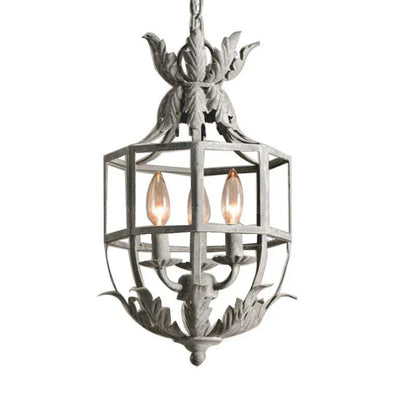 Decorbites™ Grau/Gold Metallkäfig-Kronleuchter: Russisch inspiriert, 3-Licht-Lüster für Kinderzimmer, Küche, Esszimmer