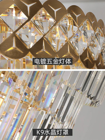 Decorbites™ Gold Edelstahl Kristall-Kronleuchter für die Beleuchtung langer Villen-Treppenhäuser