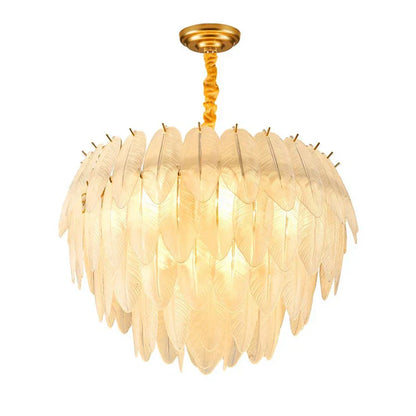 DecorBites™ Glass Feather LED Hanging Chandelier for Foyer