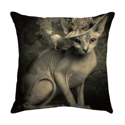 Decorbites™ Süßes Katzen-Sofa-Baumwoll-Leinen-Kissenbezug Polsterbezug Heimdekoration Kissen