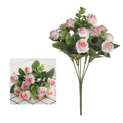 DecorBites™ 5-Fork 11 Roses Bouquet for Home Decor – Small Fresh Korean Style Simulation