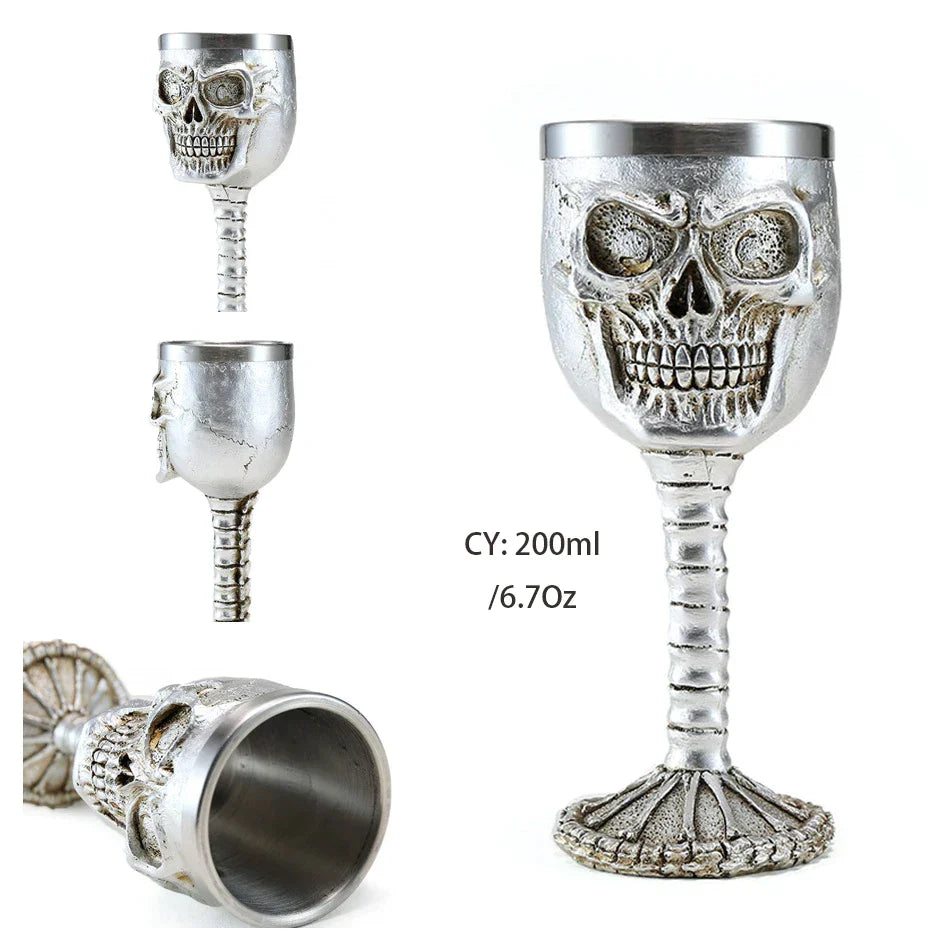 Decorbites™ Drachenschädel-Becher: Gotisches Harz Edelstahl-Weinglas für Cocktailbar-Partys
