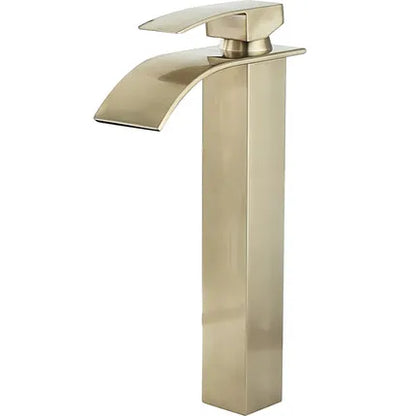 Decorbites™ Gold Wasserfall Beckenarmatur: Messing Badezimmer Mischbatterie, Heiß-Kalt Waschbeckenarmatur