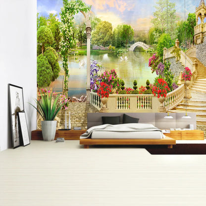 Decorbites™ Grüne Pflanzenlandschaft Wandteppich | Boho Wandbehang für Stadt Schlossberg