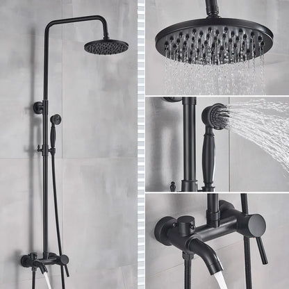 DecorBites™ Black Bronze Bathroom Shower Set with 8" Rainfall Head - Wall Mounted