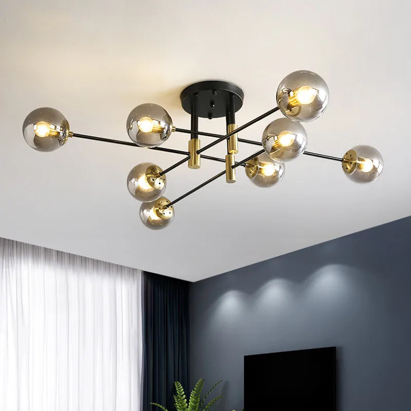 Decorbites™ Schwarz & Gold LED Runder Ball-Lüster - Elegante Beleuchtung für Zuhause