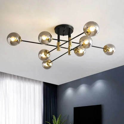 Decorbites™ Schwarz & Gold LED Runder Ball-Lüster - Elegante Beleuchtung für Zuhause