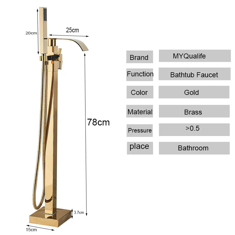 Decorbites™ Gold freistehender Badewannenarmatur mit Handbrause