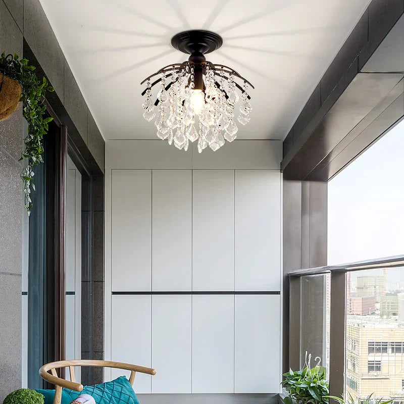 DecorBites™ Gold/Black Crystal Pendant Chandelier for Wedding Decor and Luxury Home Lighting