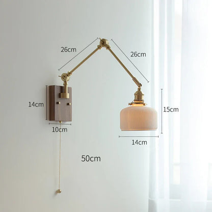 DecorBites™ Copper Swing Arm Wall Lamp Sconce - LED Wall Light for Bedroom Living Room