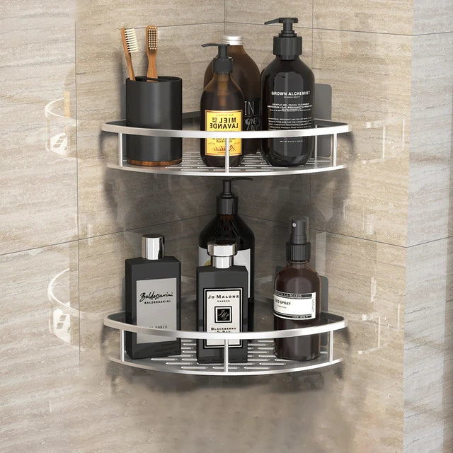 DecorBites™ Bathroom Corner Shelves Suction Cup Storage Rack Shower & Kitchen Organizer
