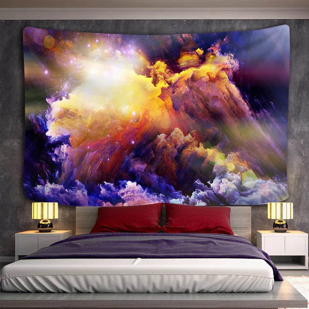 Decorbites™ Galaktisches psychedelisches Weltraum-Gobelin als Wandbehang für hochwertige Boho-Dekoration