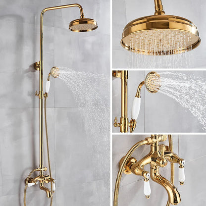 Decorbites™ Gold Messing-Duscharmatur-Set mit Wannenarmatur und Doppelgriffen