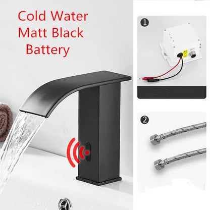 Decorbites™ Gold Sensor-Wasserfall-Waschtischarmatur Automatisch Berührungslos Heiß-Kalt-Mischer Badezimmer