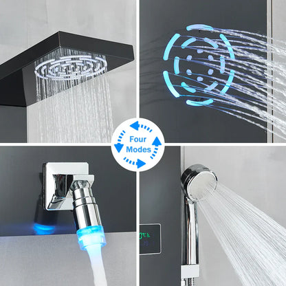 Decorbites™ LCD Schwarz LED Regendusche-Panel mit 5 Massagestrahlen Wandmontage