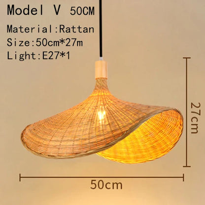 Handwoven Rattan Bamboo Pendant Light in Black